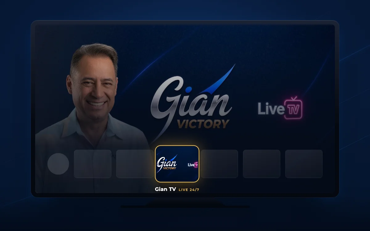 Illustration: the Gian TV app selected in a Samsung Smart TV app bar